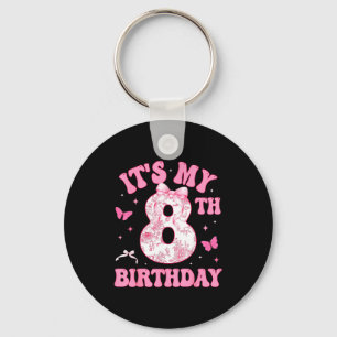 It's My 8th Birthday Nk Coquette Bow 8 Year Old Bi Keychain
