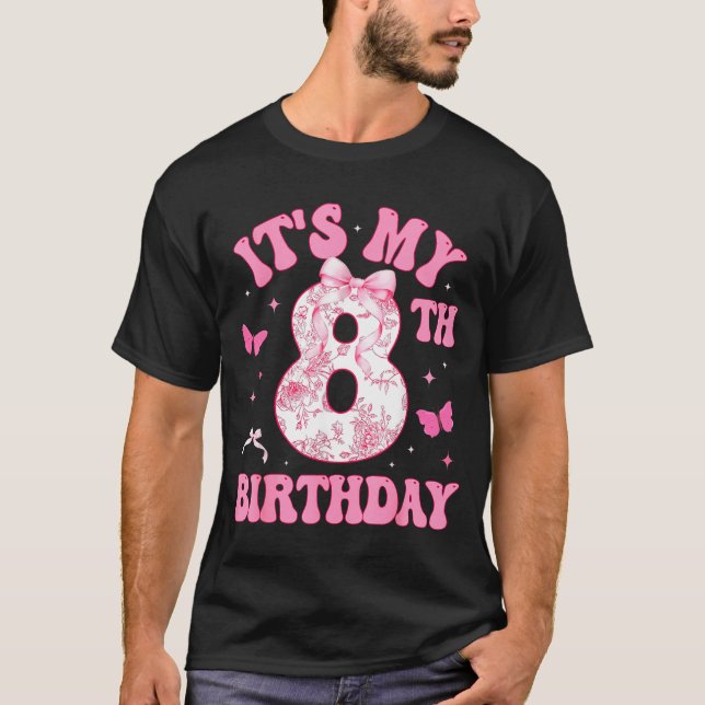 It's My 8th Birthday Nk Coquette Bow 8 Year Old Bi T-Shirt (Front)