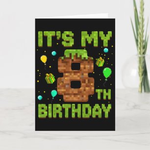 It's My 8th Birthday Pixel Game Birthday Boy 8 Yea Card