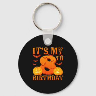 Its My 8th Birthday Pumpkins 8 Years Old Halloween Keychain