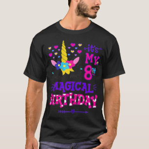 It's My 8th Magical Birthday 8 Year Old Unicorn Bi T-Shirt