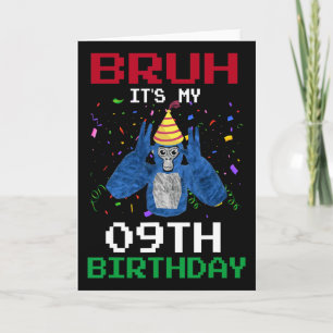 It's My 9th Birthday 9 Years Old Funny Gorilla Vid Card