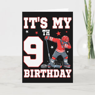 It's My 9th Birthday Boy Ice Hockey Dabbing 9 Year Card