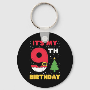 It's My 9th Birthday Christmas 9 Years Old Santa B Keychain
