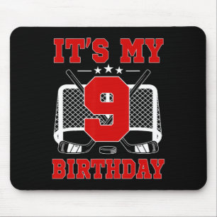 It's My 9th Birthday Girl Ice Hockey Theme 9 Year Mouse Pad