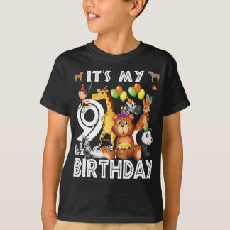 Its My 9th Birthday Safari Jungle Animals Lovers T-Shirt