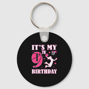 It's My 9th Birthday Sketll Theme 9 Year Old Party Keychain