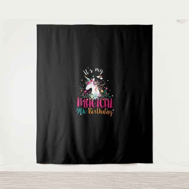 Its my 9th Birthday Unicorn Gifts 9 Years Old Birt Tapestry (Front)