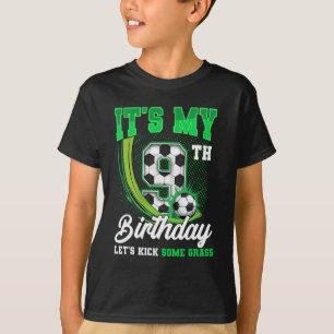 It's My 9th Soccer Birthday Boy Funny 9 Year Old B T-Shirt