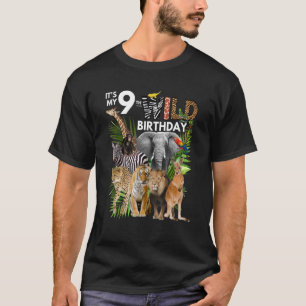 It's My 9th Wild Birthday Safari Animals Zoo Birth T-Shirt