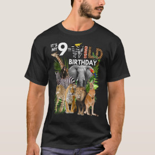 It's My 9th Wild Birthday Safari Animals Zoo Birth T-Shirt
