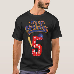 It's My Birthday 5 Years Old 5th Birthday Baseball T-Shirt