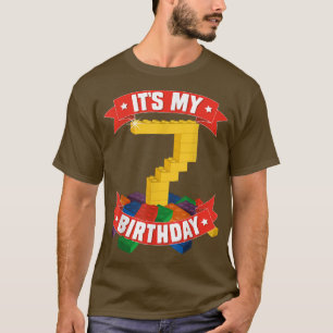 It's My Birthday 7 Years Old Block Building Boys T-Shirt