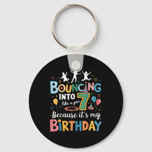 Its My Birthday 7th 7 Years Trampolining Jumping T Keychain