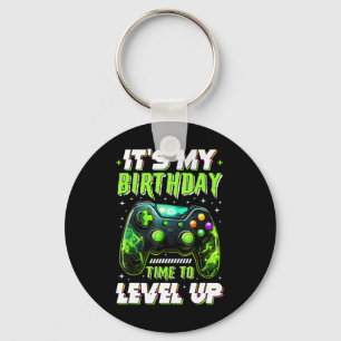 It's My Birthday Boy Time To Level Up Video Game B Keychain