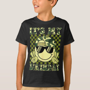 Its My Birthday Camo Smile Face Birthday Boys Todd T-Shirt