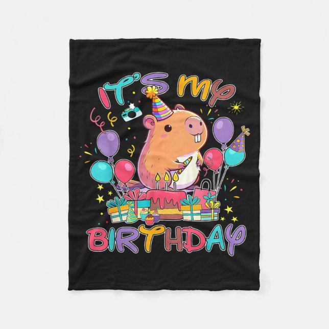Its My Birthday Capybara Lovers Birthday Party Boy Fleece Blanket (Front)
