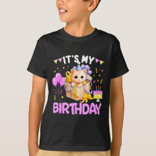 It's My Birthday Cat Lover Cute Girl Bday Family P T-Shirt