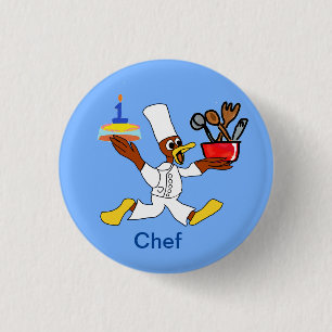 It's My Birthday Chef Ducky Kazoo Blue Button