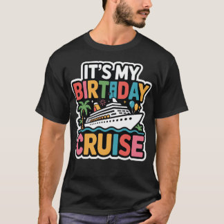 It's My Birthday Cruise Retro Sunset T-Shirt