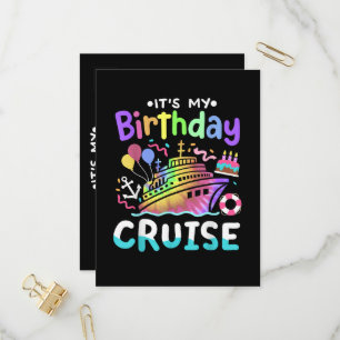 It's My Birthday Cruise Tie Dye Vacation Trip  Invitation Postcard