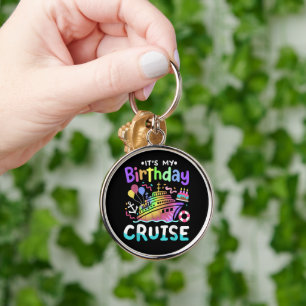 It's My Birthday Cruise Tie Dye Vacation Trip Keychain