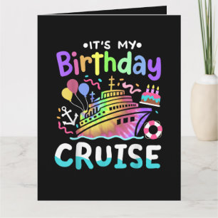 It's My Birthday Cruise Tie Dye Vacation Trip Thank You Card