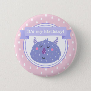 It's my birthday! Cute Purple Monster 2 Inch Round Button