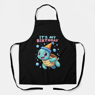 It's My Birthday Cute Sea Turtle Ocean Birthday Pa Apron