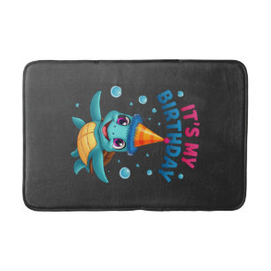 It's My Birthday Cute Sea Turtle Ocean Birthday Pa Bath Mat