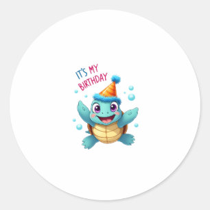 It's My Birthday Cute Sea Turtle Ocean Birthday Pa Classic Round Sticker