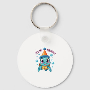It's My Birthday Cute Sea Turtle Ocean Birthday Pa Keychain