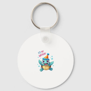 It's My Birthday Cute Sea Turtle Ocean Birthday Pa Keychain
