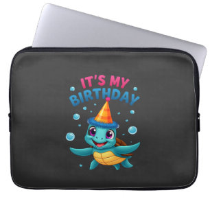 It's My Birthday Cute Sea Turtle Ocean Birthday Pa Laptop Sleeve