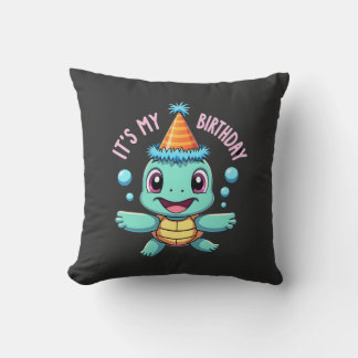 It's My Birthday Cute Sea Turtle Ocean Birthday Pa Throw Pillow