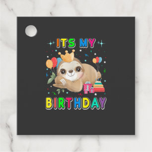 Its My Birthday Cute Sloth Birthday Party Costumes Favour Tags