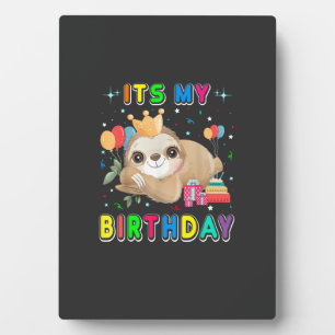 Its My Birthday Cute Sloth Birthday Party Costumes Plaque