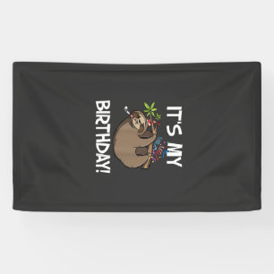 It's My Birthday Cute Sloth Party Outfit T-Shirt Banner