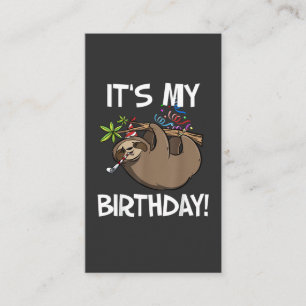It's My Birthday Cute Sloth Party Outfit T-Shirt Business Card