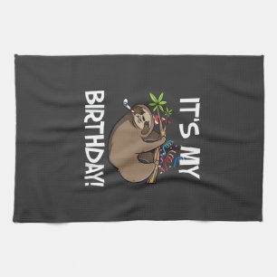 It's My Birthday Cute Sloth Party Outfit T-Shirt Kitchen Towel