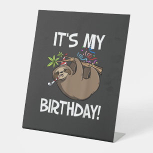 It's My Birthday Cute Sloth Party Outfit T-Shirt Pedestal Sign