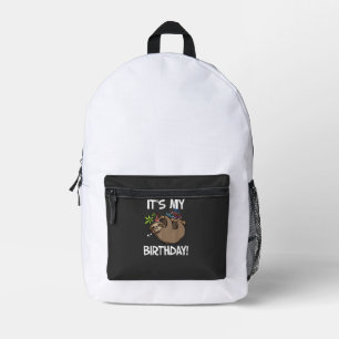 It's My Birthday Cute Sloth Party Outfit T-Shirt Printed Backpack