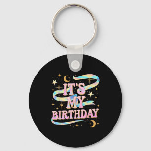 Its My Birthday Girls Women Groovy Coquette Bday Keychain