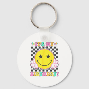 Its My Birthday Girls Women Teens Kids Groovy Bday Keychain