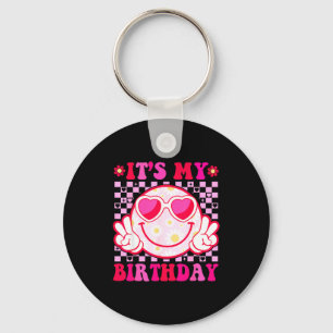 Its My Birthday Groovy Smile Face Women Girls Teen Keychain