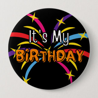 It's My Birthday Jumbo Streamers 4 Inch Round Button