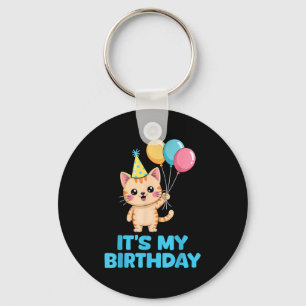 Its My Birthday Kawaii Cat Keychain