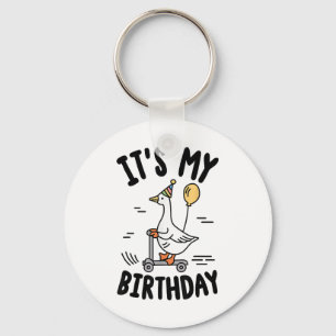 Its My Birthday Matching Funny Goose Family Women Keychain