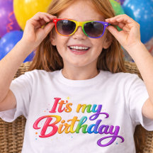 It's my Birthday multi coloured rainbow T-Shirt
