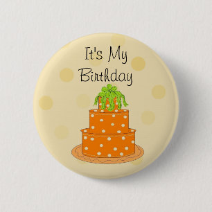It's My Birthday Orange Cake 2 Inch Round Button
